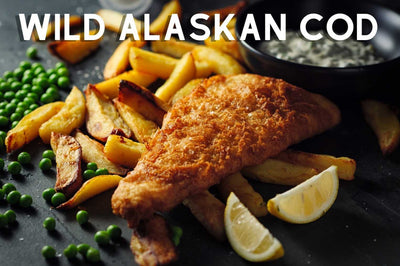 Wild Caught Alaskan Cod Breaded Fish and Chips.